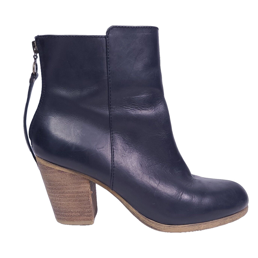 Denim & Supply Ralph Lauren Mariela Black Leather Block Heel Zip Ankle Boots 7.5